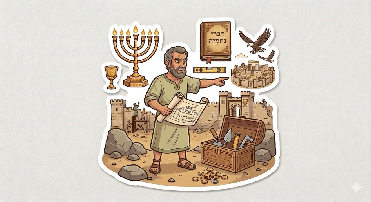 Nehemiah — cartoon sticker illustration
