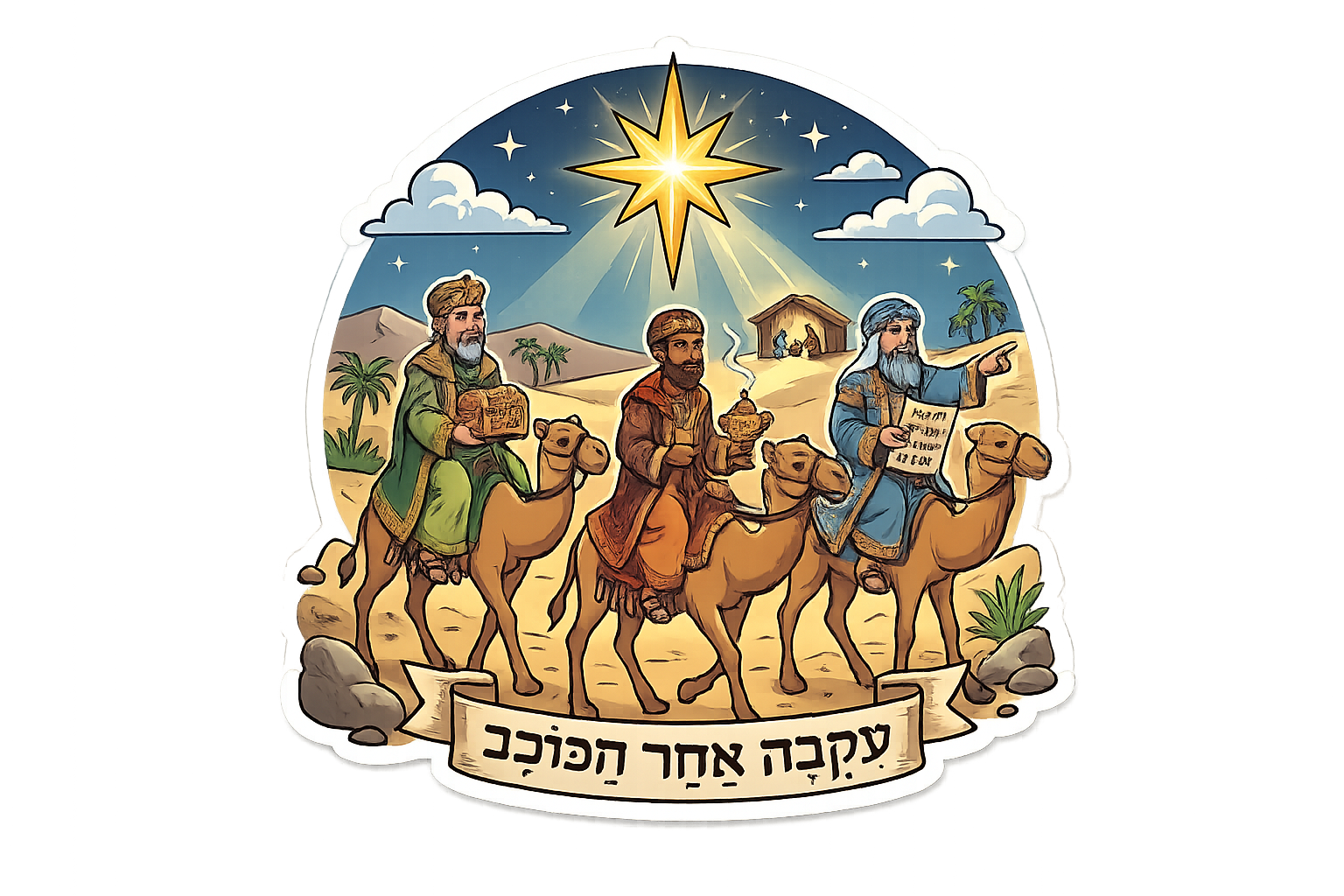 The wise men follow the star to find Jesus